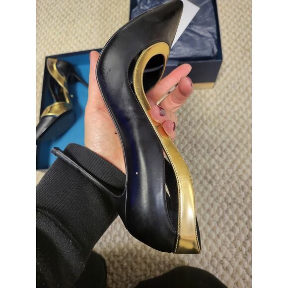 sergio rossi Size 37 1/2 Black And Gold Pump - Picture 10 of 11
